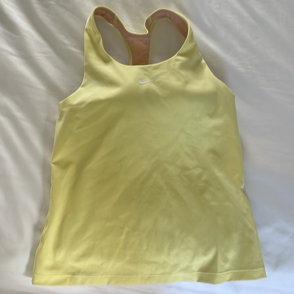 Nike yellow tennis tank top with built in bra